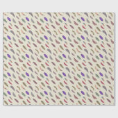 羽カラフル模様 – かわいいトレンディーモダン ラッピングペーパー (フラット)