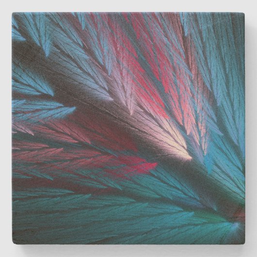 羽カラフル状フラクタルスクエアストーンコースター ストーンコースター (正面)