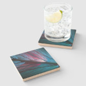 羽カラフル状フラクタルスクエアストーンコースター ストーンコースター (横)