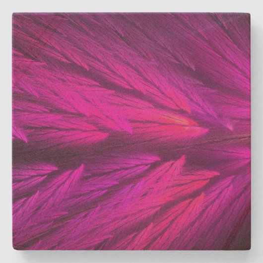 羽カラフル状フラクタルスクエアストーンコースター ストーンコースター (正面)
