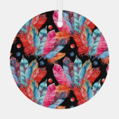 羽カラフル羽、ボホ、継ぎ目が無鮮やかい。 ガラスオーナメント (裏面)