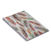 羽カラフル、水色シームレスデザイン。 ノートブック (右側)