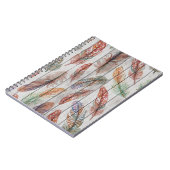 羽カラフル、水色シームレスデザイン。 ノートブック (左側)