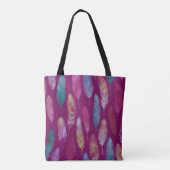 羽カラフル：紫の背景パターン。 トートバッグ (裏面)