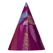 羽カラフル：紫の背景パターン。 パーティーハット (裏面)