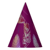 羽カラフル：紫の背景パターン。 パーティーハット (左)