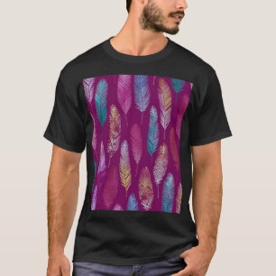 羽カラフル:紫の背景パターン。 Tシャツ