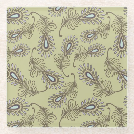 羽パターン ガラスコースター (正面)