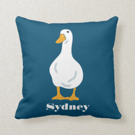 羽パーソナライズされた付きホワイトアヒルイラストレーション クッション