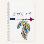 羽パーソナライズされた付き矢印ジャーナル ノートブック (正面)