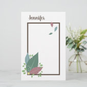 羽パーソナライズされた形bohoフレームの名前 便箋 (スタンド正面)