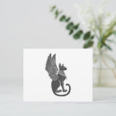 羽付きエジプト猫 – 背景色を選ぶ ポストカード (スタンド正面)