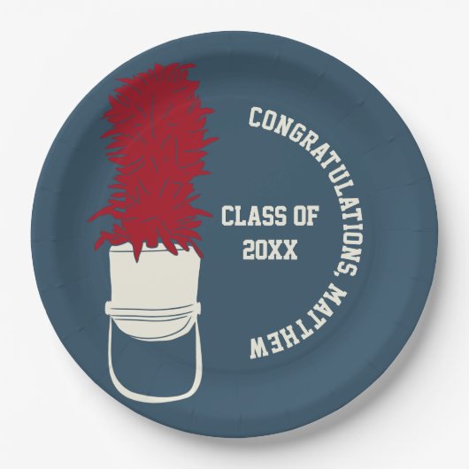 羽付きマーチングバンドカスタム帽子パーティー ペーパープレート (正面)