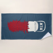 羽付きマーチングバンドモノグラムの帽子 ビーチタオル (正面)