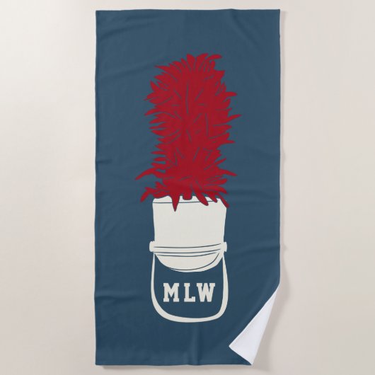 羽付きマーチングバンドモノグラムの帽子 ビーチタオル (正面)