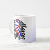 羽付き赤、白、青のリボン コーヒーマグカップ (正面左)