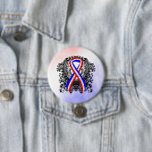 羽付き赤、白、青のリボン 缶バッジ (インサイチュ)