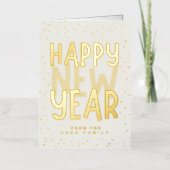 羽呂家からの新年フォイルを折り返して挨拶 箔グリーティングカード (正面)