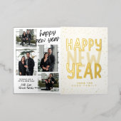 羽呂家からの新年フォイルを折り返して挨拶 箔グリーティングカード (外側レイダウン)