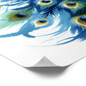 羽威厳のある:青い孔雀デジタルアート ポスター (角)