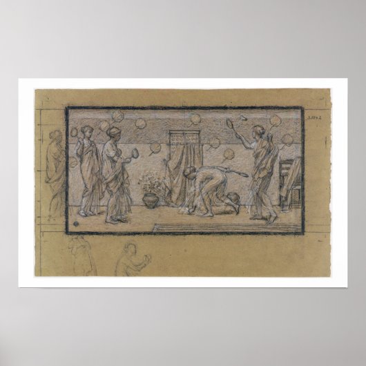 羽子板とシャトルコックの勉強, c.1871 (chal ポスター (正面)