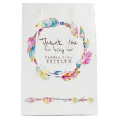 羽根とビーズ結婚式の引き出物バッグ ミディアムペーパーバッグ (正面)