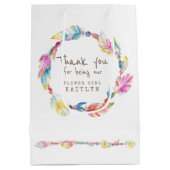 羽根とビーズ結婚式の引き出物バッグ ミディアムペーパーバッグ (裏面)