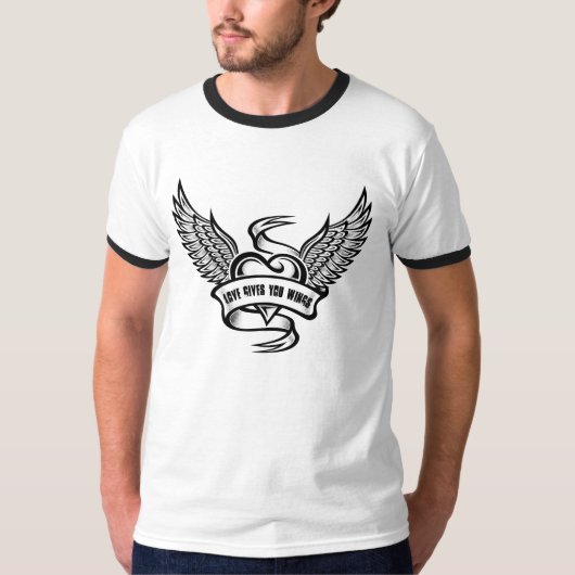 羽根を持つヴィンテージハート Tシャツ (正面)
