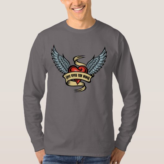 羽根を持つヴィンテージ ハート Tシャツ (正面)