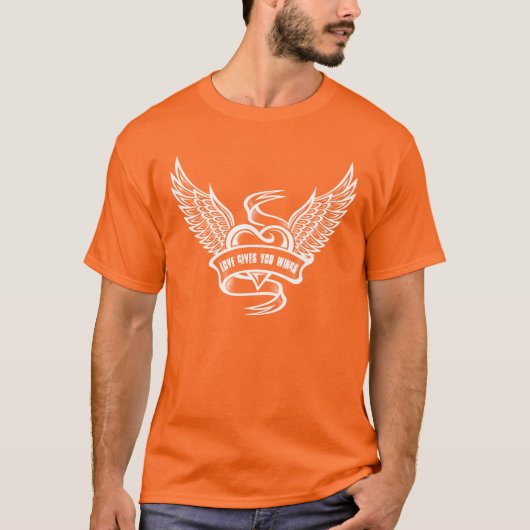 羽根を持つヴィンテージ ハート Tシャツ (正面)