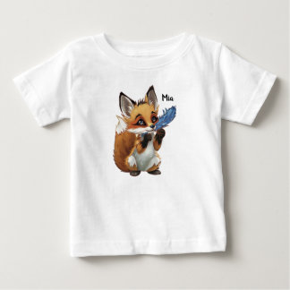 羽根を持つ幻想的な狐 ベビーTシャツ