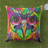 羽根カラフル付き予測できなフクロウ アウトドアクッション (芝生)