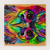 羽根カラフル付き予測できなフクロウ ジグソーパズル (横)