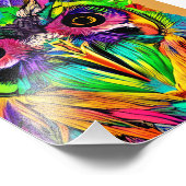 羽根カラフル付き予測できなフクロウ フォトプリント            (角)