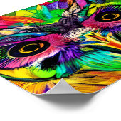 羽根カラフル付き予測できなフクロウ ポスター (角)