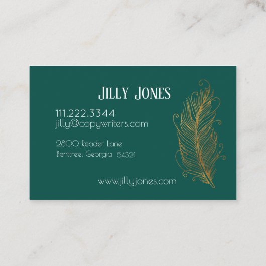 羽根ペンの葉の枠 名刺 (裏面)