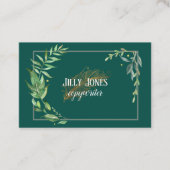 羽根ペンの葉の枠 名刺 (正面)