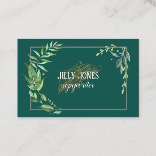 羽根ペンの葉の枠 名刺 (正面)