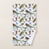 羽根水の色パターン バスタオルセット (ハンドタオル)