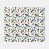 羽根水の色パターン フリースブランケット (正面(横))