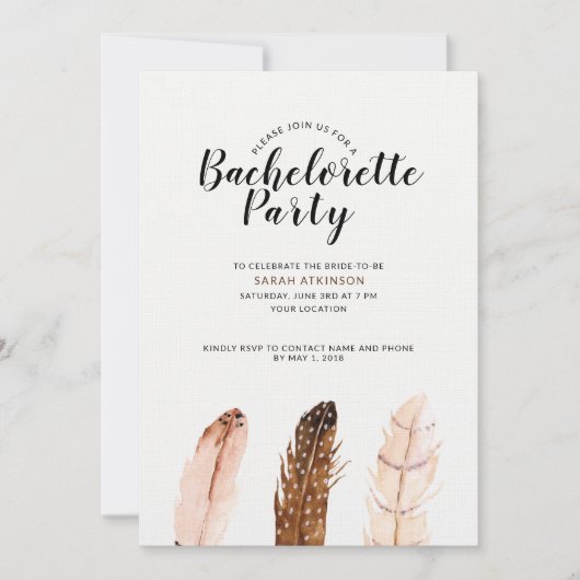 羽根水カラーバチェロレッテ招待状 招待状 (正面)