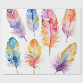 羽毛お洒落コラージュ ラッピングペーパー (フラット)