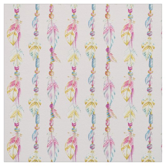 羽毛とビーズ水彩芸術織物 ファブリック (見本)