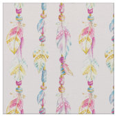 羽毛とビーズ水彩芸術織物 ファブリック (クローズアップ)