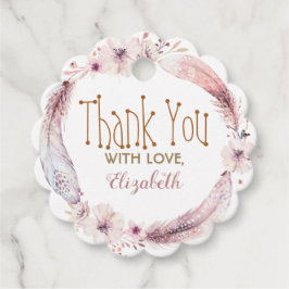 羽毛と花のリース フェイバータグ