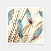 羽毛と草 スタンダードカクテルナプキン (正面)