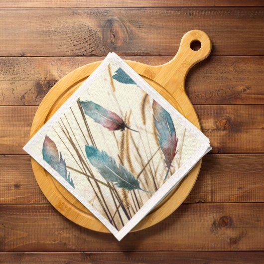 羽毛と草 スタンダードカクテルナプキン