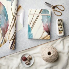 羽毛と草 ラッピングペーパー