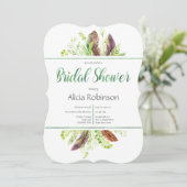 羽毛と葉ボホブライダルシャワーの招待 招待状 (スタンド正面)