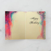 羽毛のある仮装マスク誕生日付き婦人 カード (内部)